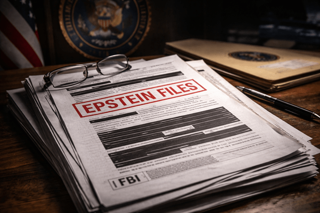 Representative image of redacted government documents. The release of the Epstein files has renewed scrutiny of early FBI complaints, Department of Justice oversight, and long‑standing questions around federal accountability.