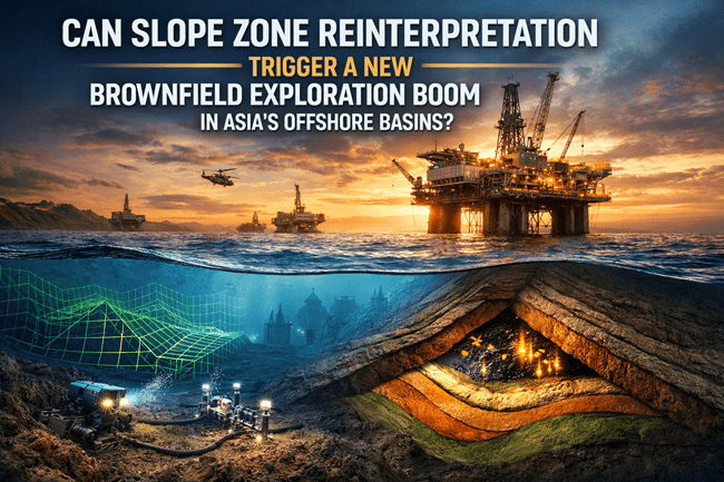 Representative image illustrating slope zone reinterpretation in Asia’s offshore basins, highlighting how subsurface modeling and brownfield tiebacks could trigger a new wave of exploration in mature oil provinces like the Bohai Sea.