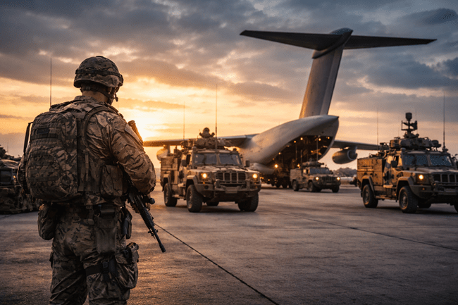 Representative image: British military vehicles and troops prepare for potential deployment under the UK-led Multinational Force for Ukraine, following a £200 million defence funding boost.