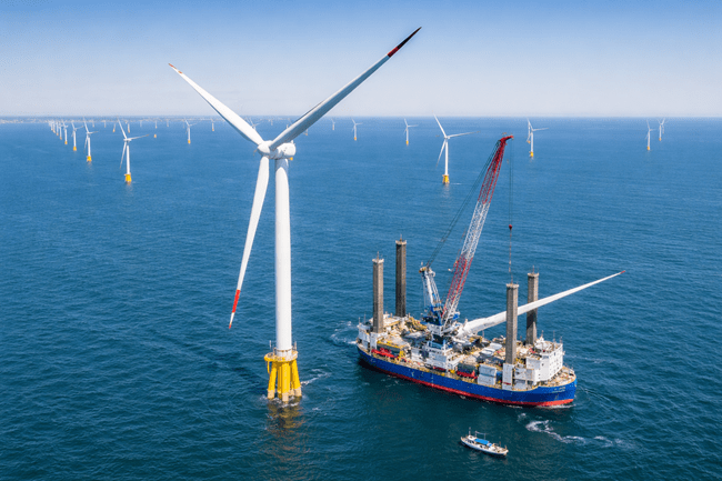 Representative image of offshore wind turbine installation at sea, reflecting construction activity linked to the Coastal Virginia Offshore Wind project as legal and policy scrutiny intensifies around U.S. offshore energy development.