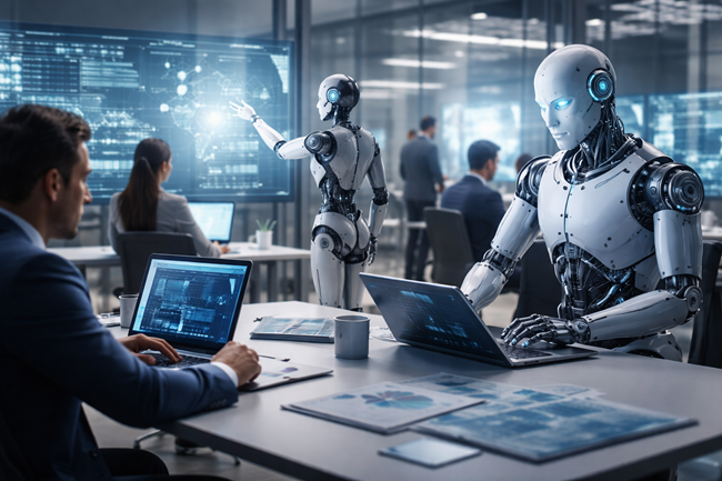 Representative image showing AI-powered coworkers operating alongside human teams in an enterprise environment, reflecting how Capgemini and OpenAI aim to move AI from experimentation to large-scale execution.