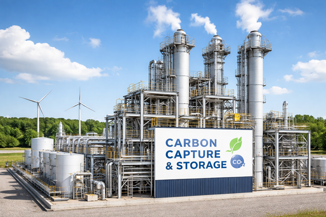 Representative image of a carbon capture and storage facility, illustrating the type of industrial-scale CCS infrastructure being deployed at Denmark’s Ørsted Kalundborg Hub to capture and store 430,000 tonnes of biogenic CO₂ annually.