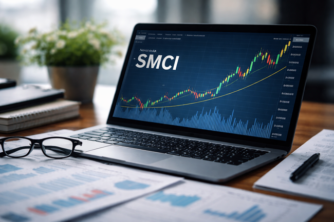 A representative image showing stock market charts and technical indicators, reflecting Super Micro Computer (NASDAQ: SMCI) shares moving above their 50-day moving average as investors debate whether the recent rebound signals a durable recovery or a short-term bounce.