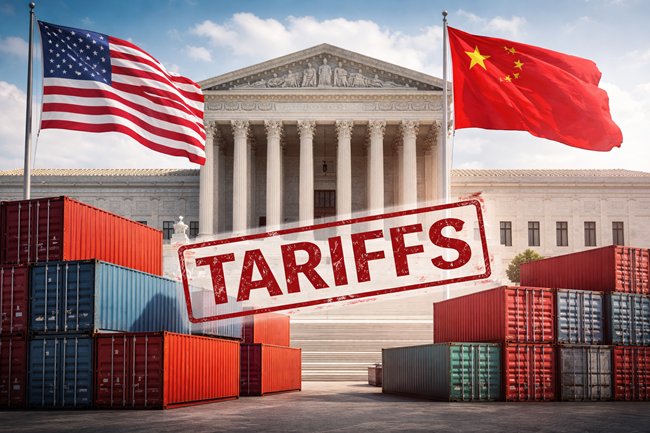 Representative image illustrating the Supreme Court of the United States and global trade symbolism as the Court blocks the use of emergency powers to impose tariffs under the International Emergency Economic Powers Act.
