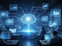 Representative image showing agentic AI acting as an execution layer across enterprise systems, reflecting how companies are rethinking SaaS workflows and software license costs.