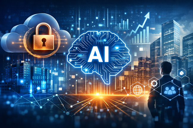 Representative image illustrating enterprise cloud information management and artificial intelligence strategy, reflecting OpenText Corporation’s portfolio reset, Vertica divestiture, and renewed focus on secure data platforms for enterprise AI.