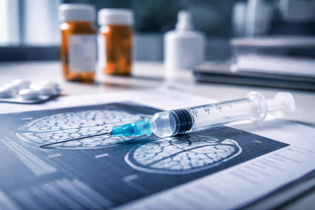 Representative image: A conceptual view of a long-acting injectable antipsychotic alongside brain imaging, reflecting the FDA’s acceptance of Teva Pharmaceutical Industries Ltd.’s TEV-749 NDA and its potential impact on schizophrenia treatment adherence.