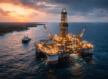 Representative image showing an offshore drilling rig in West African waters, reflecting Eni S.p.A.’s Calao South gas and condensate discovery offshore Côte d’Ivoire and the region’s growing deepwater energy activity.