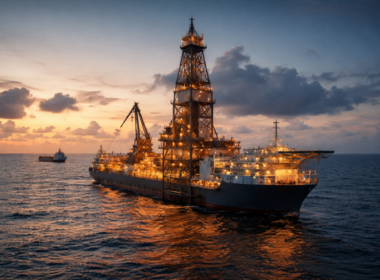 A representative image of an offshore drillship at sea, reflecting Valaris Limited’s contract-backed fleet operations as the company builds backlog strength and positions for higher utilisation and earnings growth in 2026.