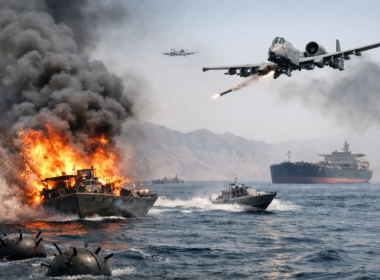 Representative image of United States Air Force A-10 Warthog aircraft targeting Iranian mine-laying vessels in the Strait of Hormuz, illustrating escalating US-Iran tensions and the deepening global oil supply crisis.