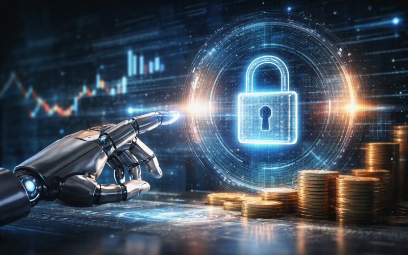 Representative image of AI-driven cybersecurity and venture funding, illustrating the depthfirst $80 million Series B story and the rise of domain-specific security models in software defense.