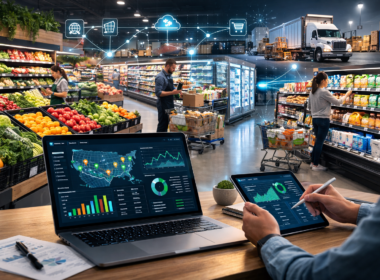 Representative image: Illustration of AI-powered grocery inventory management as Afresh Technologies expands its grocery AI platform to manage replenishment, forecasting, and supply chain decisions across the entire supermarket.