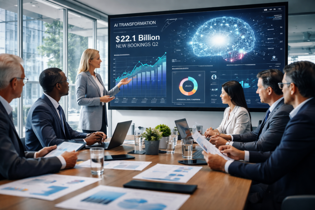Accenture Q2 FY2026 earnings highlight AI transformation demand driving $22.1 billion in bookings and reshaping revenue mix across global consulting operations (representative image).