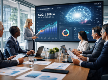 Accenture Q2 FY2026 earnings highlight AI transformation demand driving $22.1 billion in bookings and reshaping revenue mix across global consulting operations (representative image).