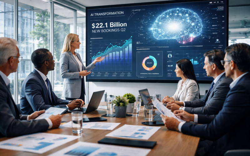 Accenture Q2 FY2026 earnings highlight AI transformation demand driving $22.1 billion in bookings and reshaping revenue mix across global consulting operations (representative image).