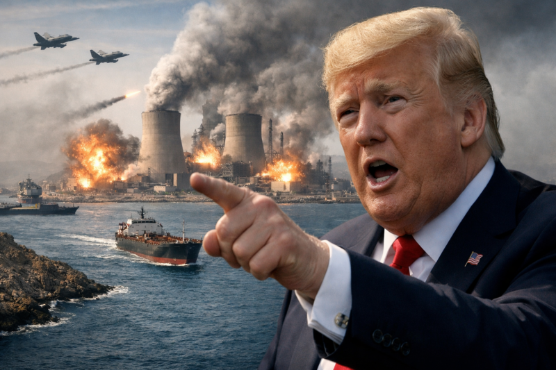 Representative image of United States President Donald Trump issuing a 48-hour ultimatum to Iran over the Strait of Hormuz, highlighting escalating tensions and threats to target Iranian power plants.