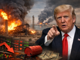 Representative image of escalating Middle East tensions as Donald Trump warns Israel against further strikes on Iran’s energy infrastructure, with Gulf energy markets burning and global oil prices and financial markets under pressure.
