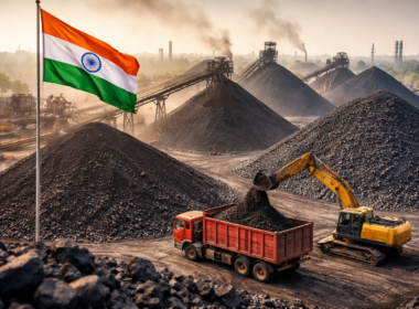 India coal production crosses 1 billion tonnes again in 2026 as stockpiles rise sharply across mining hubs, highlighting energy security push and supply strength — representative image of large-scale coal mining operations in India.