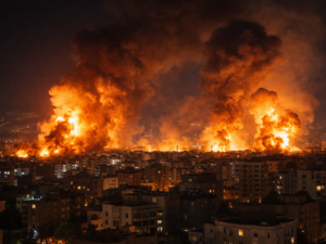 Representative image of explosions over Tehran after unprecedented Israeli strikes, as stalled United States peace talks and another delayed Hormuz deadline deepen fears of a wider Middle East war.