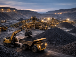Representative image of a large-scale coal mining operation illustrating industry conditions as MC Mining Limited halts Uitkomst Colliery operations amid falling revenue while advancing the Makhado hard coking coal project toward April 2026 commissioning.