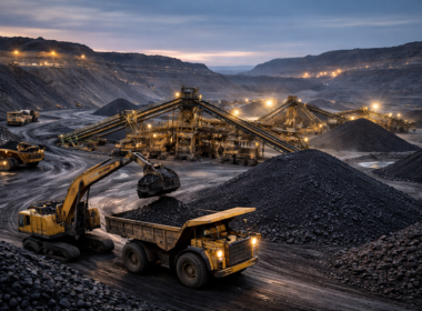 Representative image of a large-scale coal mining operation illustrating industry conditions as MC Mining Limited halts Uitkomst Colliery operations amid falling revenue while advancing the Makhado hard coking coal project toward April 2026 commissioning.