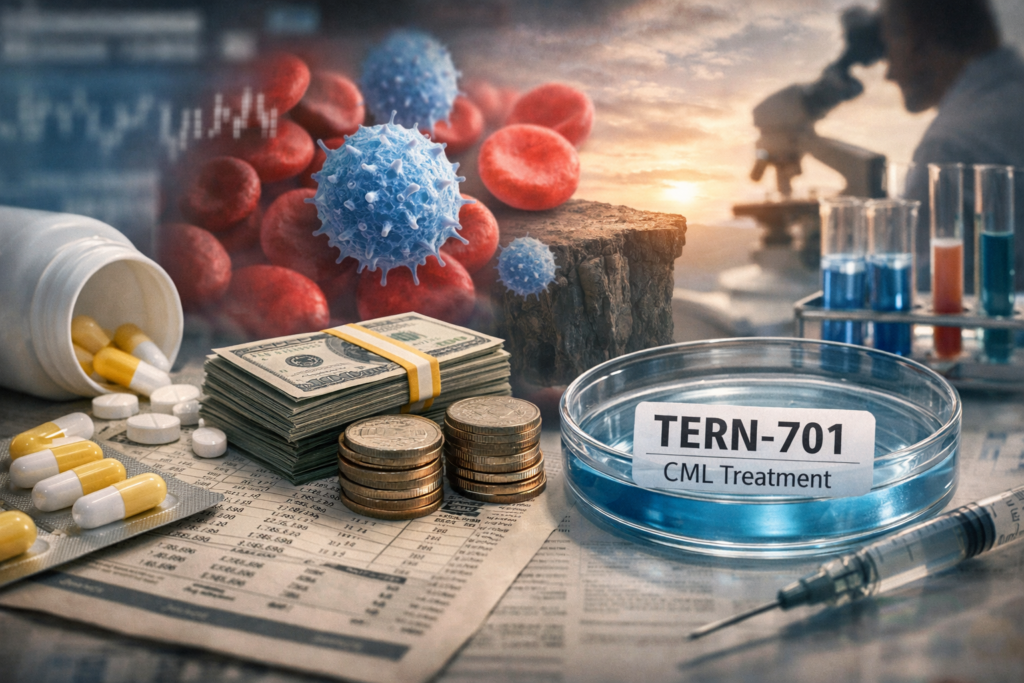 Representative image of a leukemia drug development and biopharma acquisition theme, illustrating why Merck’s $6.7bn Terns Pharmaceuticals deal and TERN-701 are drawing attention as the Keytruda patent cliff approaches.