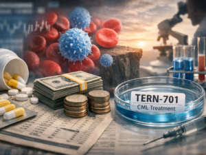 Representative image of a leukemia drug development and biopharma acquisition theme, illustrating why Merck’s $6.7bn Terns Pharmaceuticals deal and TERN-701 are drawing attention as the Keytruda patent cliff approaches.