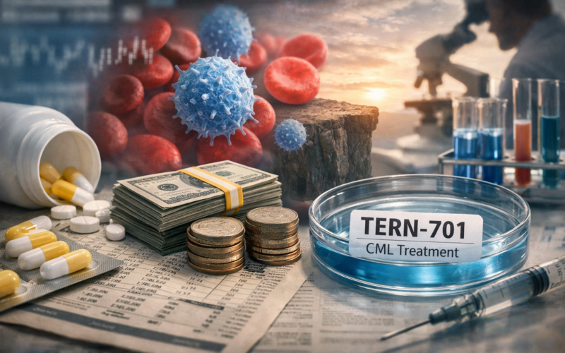 Representative image of a leukemia drug development and biopharma acquisition theme, illustrating why Merck’s $6.7bn Terns Pharmaceuticals deal and TERN-701 are drawing attention as the Keytruda patent cliff approaches.