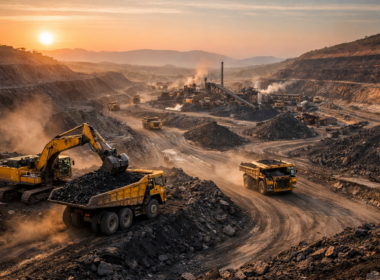 Representative image of a large open-pit coking coal mining operation, reflecting the scale and strategic significance of JSW Steel Limited’s launch of the Minas de Revuboe coking coal project in Mozambique’s Tete Province, a move aimed at securing long-term raw material supply for its expanding steel production capacity.