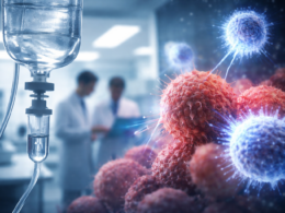 Opdivo immunotherapy concept image showing immune cells targeting cancer cells, reflecting Bristol Myers Squibb’s expansion into frontline Hodgkin lymphoma treatment (representative image).