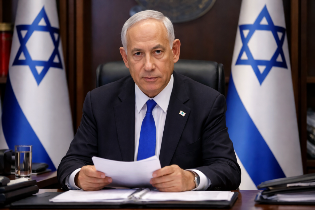 Representative image of Israeli Prime Minister Benjamin Netanyahu amid reports denying viral social media rumors about his death, as Israel’s government confirms the leader remains actively overseeing military and diplomatic operations during the ongoing regional conflict.