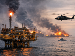 Representative image of offshore oil production infrastructure in the Middle East as TotalEnergies shuts down 15% of global output amid escalating regional conflict affecting Qatar, Iraq, and UAE offshore fields, highlighting the growing disruption to global energy supplies.