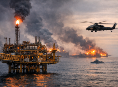 Representative image of offshore oil production infrastructure in the Middle East as TotalEnergies shuts down 15% of global output amid escalating regional conflict affecting Qatar, Iraq, and UAE offshore fields, highlighting the growing disruption to global energy supplies.
