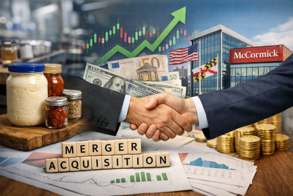 Representative image of a strategic merger scenario as Unilever PLC confirms a potential Foods business deal with McCormick & Company, highlighting a €31 billion portfolio shift amid CEO-led beauty pivot acceleration.