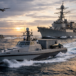 Representative image of a United States Navy unmanned surface vessel operating near a naval warship, illustrating the US Navy’s MASC programme cancellation and the launch of the $2.1 billion MUSV marketplace under the Golden Fleet strategy.