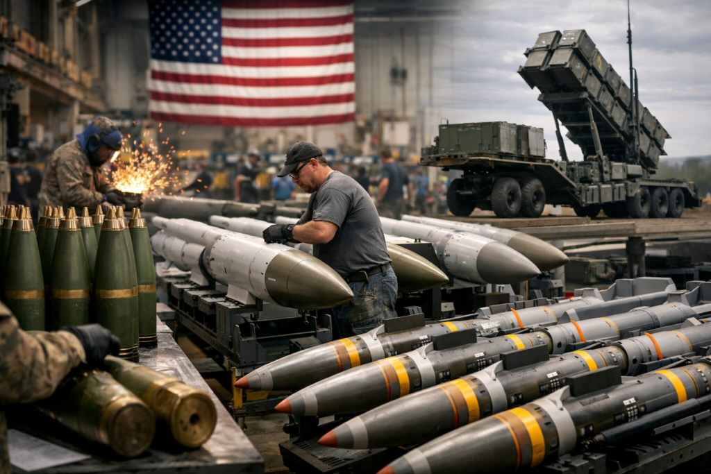 Representative image of a United States defence manufacturing line as the Pentagon signs framework agreements with BAE Systems, Lockheed Martin, and Honeywell Aerospace to expand munitions production and missile defence capacity on a wartime footing.