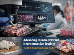 Representative image of advanced neuromuscular testing using human-relevant 3D tissue models, highlighting the Curi Bio and Battelle partnership as the FDA accelerates the shift away from animal testing in drug development