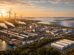 Representative image of an aluminium smelter and renewable energy infrastructure in Queensland, illustrating Rio Tinto’s Boyne Smelter 2040 deal and the A$9.5 billion clean power push behind Australia’s low-carbon aluminium future.