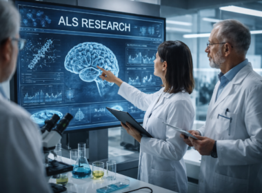 Representative image of scientists analyzing neurological data during amyotrophic lateral sclerosis research, reflecting the clinical investigation behind NeuroSense Therapeutics’ PrimeC therapy following the PARADIGM Phase 2b ALS trial publication in JAMA Neurology.