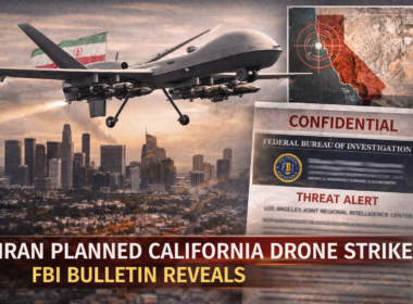 Representative image illustrating a drone flying over California as reports reveal that Iran allegedly considered a surprise drone strike on targets in the state, according to a Federal Bureau of Investigation intelligence bulletin disclosed during the ongoing United States–Iran conflict.