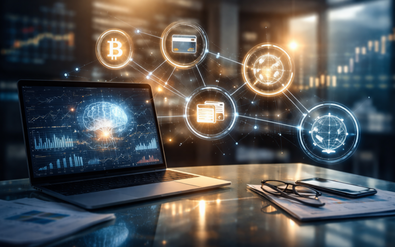 Representative image of artificial intelligence, crypto, payments, and embedded finance infrastructure, reflecting Cross River’s $50 million expansion push across global fintech markets.