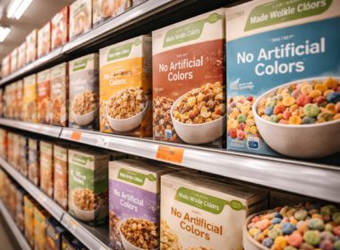 A representative image of a grocery cereal aisle featuring clean-label products without certified synthetic colors, reflecting Target Corporation’s move to eliminate artificial colors across its entire cereal assortment as part of its evolving health-focused grocery strategy.