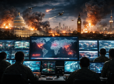 Representative image illustrating heightened global military alert levels as coordinated strikes across the Middle East reignite fears that a multi-theatre conflict could escalate into a broader World War 3–scale confrontation.