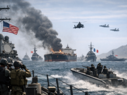 Representative image illustrating heightened naval patrols and tanker security concerns in the Strait of Hormuz after United States President Donald Trump urged oil-importing nations to share responsibility for protecting the critical global shipping corridor.