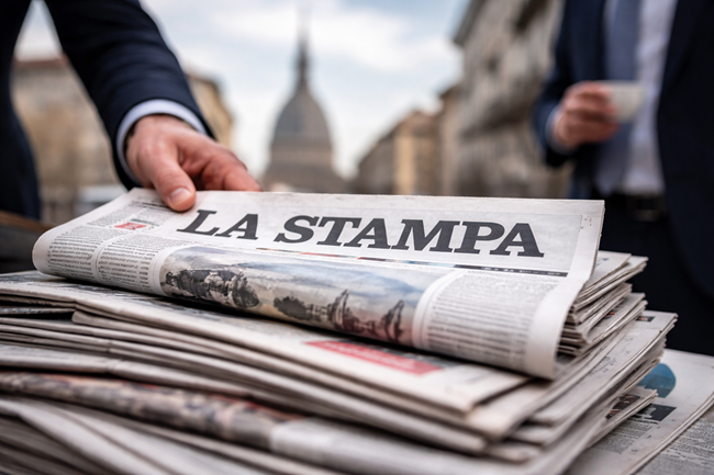 Representative image of Italy’s historic La Stampa newspaper in Turin as GEDI Gruppo Editoriale agrees to sell the publication to Società Athesis Editrice, ending the Agnelli family’s 100-year ownership of the Italian daily.