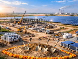 Representative image illustrating a large-scale solar manufacturing facility under construction, reflecting Waaree Energies Limited’s planned 10 GW integrated ingot and wafer plant at Butibori, Nagpur, as India accelerates domestic solar manufacturing ahead of ALMM policy deadlines.