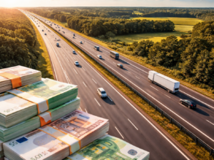 Representative image of a motorway corridor and capital flows illustrating HICL Infrastructure PLC’s £311 million A63 Motorway stake sale in France, as the London-listed infrastructure investor exits the Atlandes asset at a 21% premium to book value.