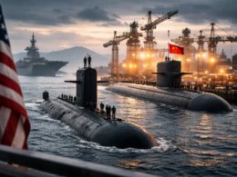 Representative image of nuclear submarines in a strategic naval shipyard, illustrating growing United States–China naval competition as Pentagon officials warn that China’s submarine production surge could reshape Pacific military balance and challenge United States dominance by 2040.