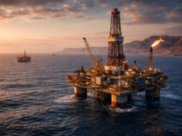 Representative image of an offshore gas platform in the Mediterranean Sea, reflecting the type of infrastructure associated with Eni’s new Libya gas discoveries exceeding 1 trillion cubic feet near the Bahr Essalam field.