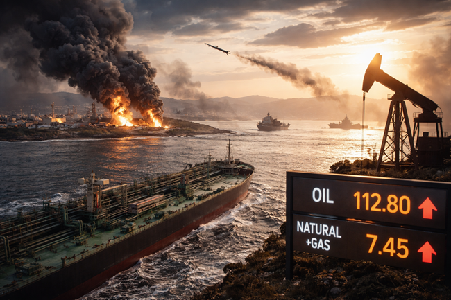 Representative image of oil tankers navigating the Strait of Hormuz as geopolitical tensions escalate following United States and Israeli strikes on Iran, highlighting how the world’s biggest oil chokepoint closure is driving global energy prices higher.